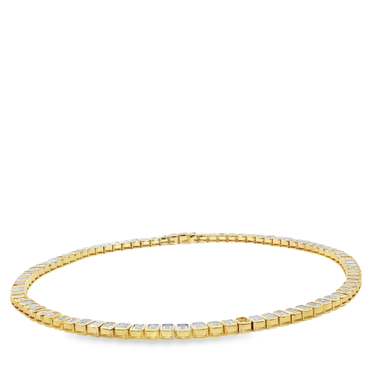 86 stone, 36.46 CT !! Emerald-Cut Diamond Yellow Gold Necklace