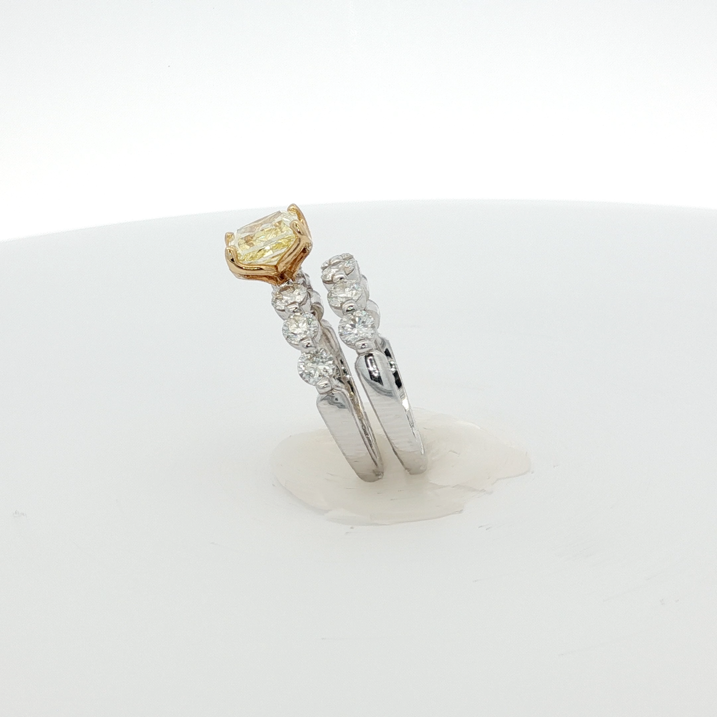 one-of-a-kind-18k-white-gold-ring-and-band-with-1-51-radiant-vvs2-fancy-yellow-diamond-and-13-stones-1-49ct