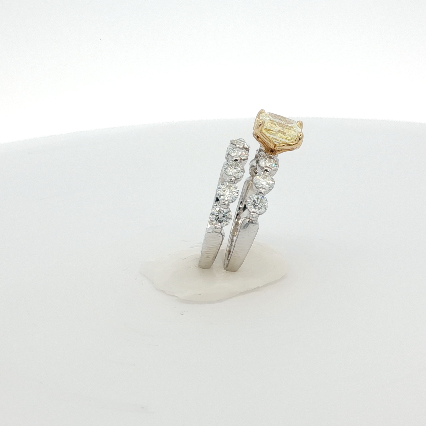 one-of-a-kind-18k-white-gold-ring-and-band-with-1-51-radiant-vvs2-fancy-yellow-diamond-and-13-stones-1-49ct