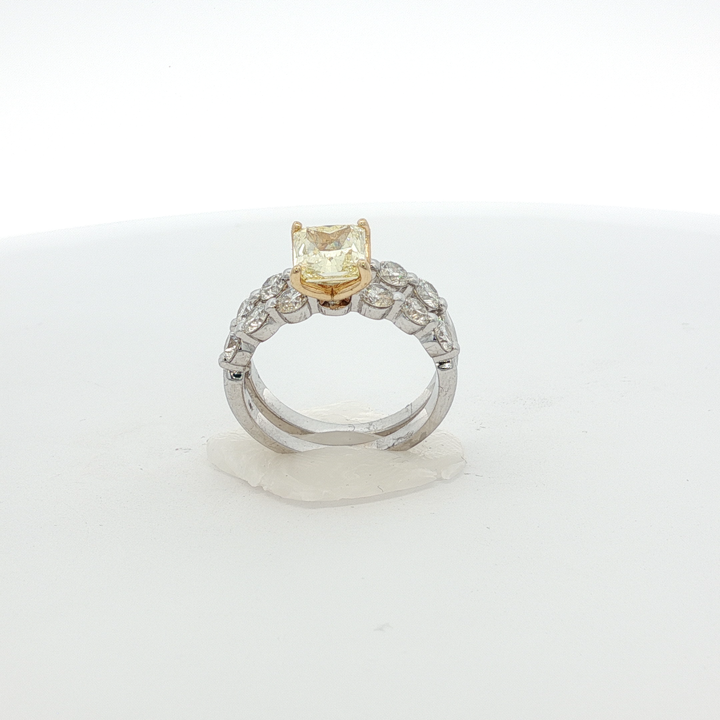 one-of-a-kind-18k-white-gold-ring-and-band-with-1-51-radiant-vvs2-fancy-yellow-diamond-and-13-stones-1-49ct