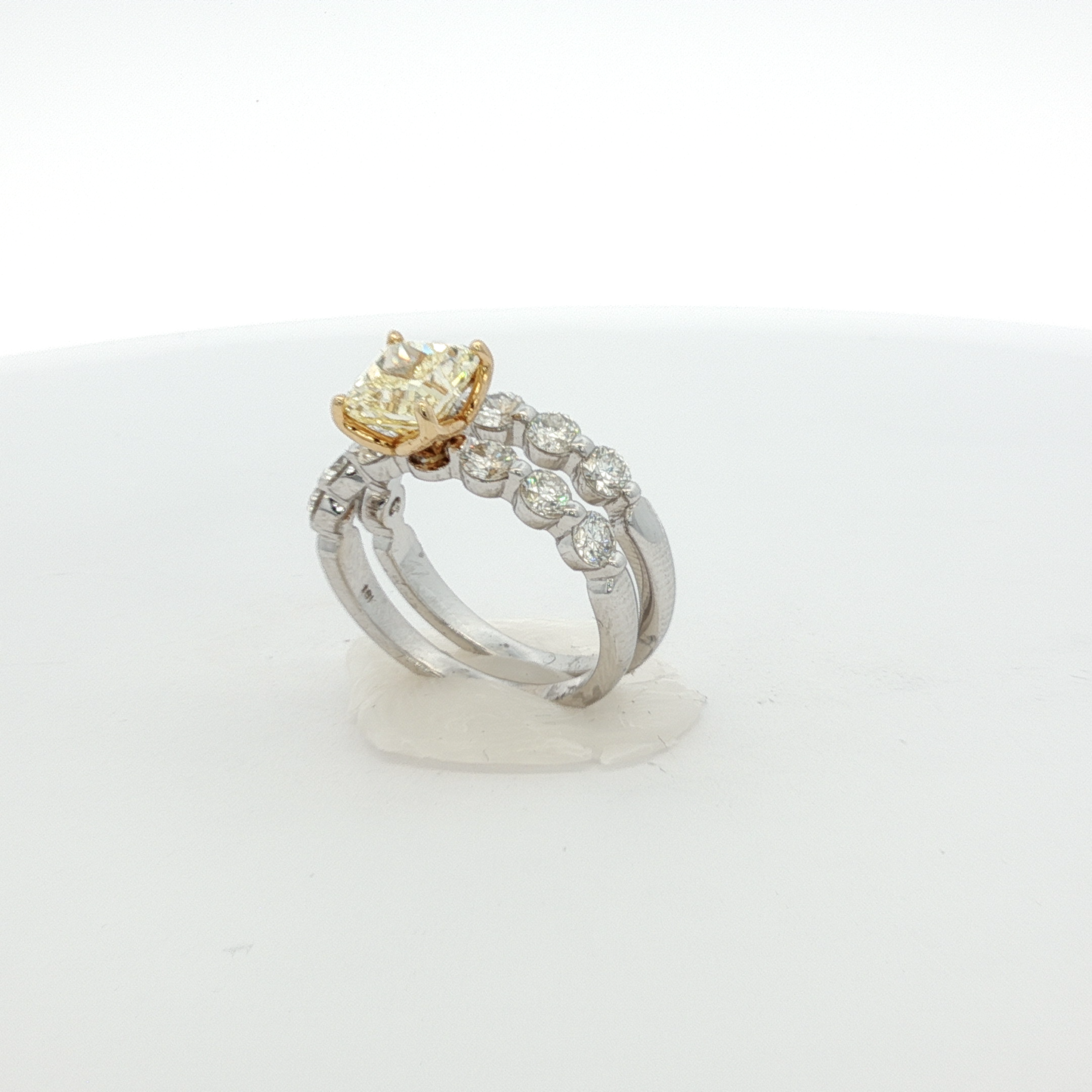 one-of-a-kind-18k-white-gold-ring-and-band-with-1-51-radiant-vvs2-fancy-yellow-diamond-and-13-stones-1-49ct