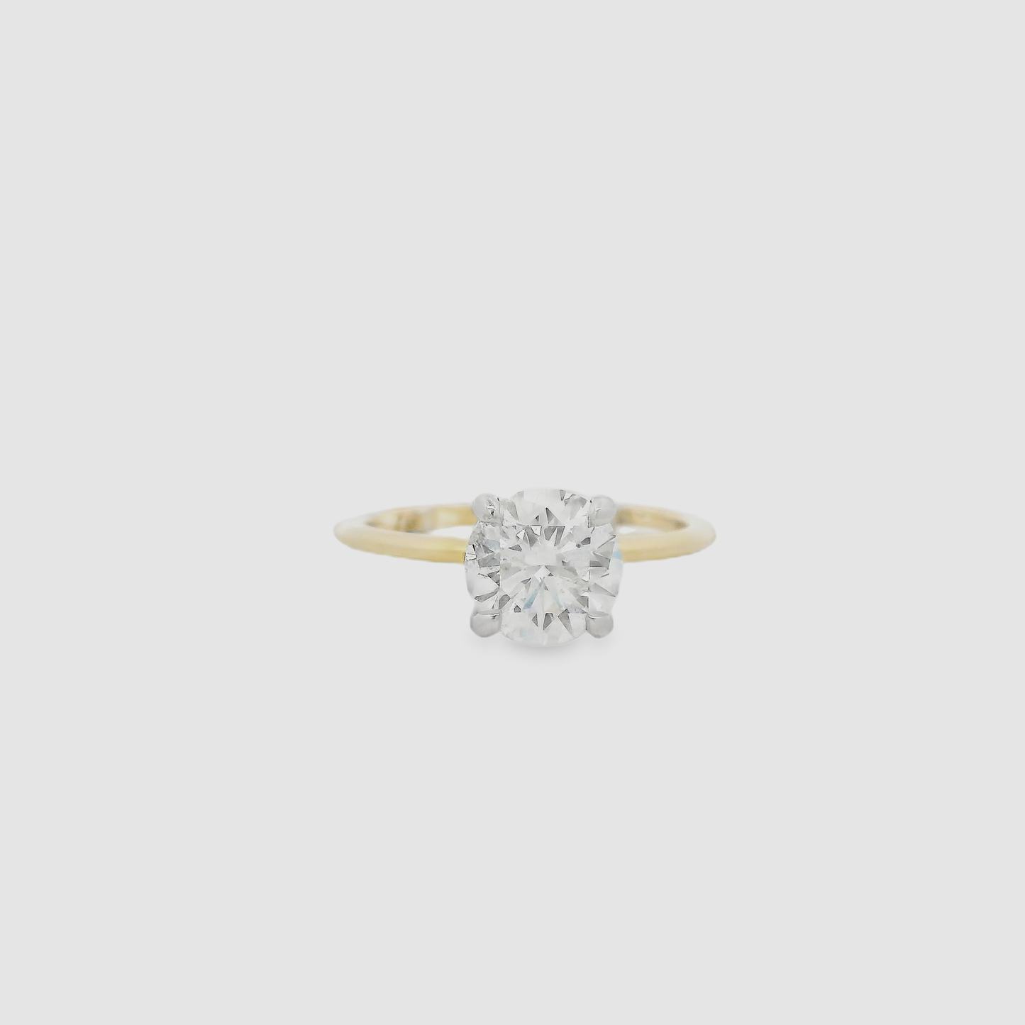 14kt two tone Classic Gold Solitaire Ring with Round Brilliant Diamond