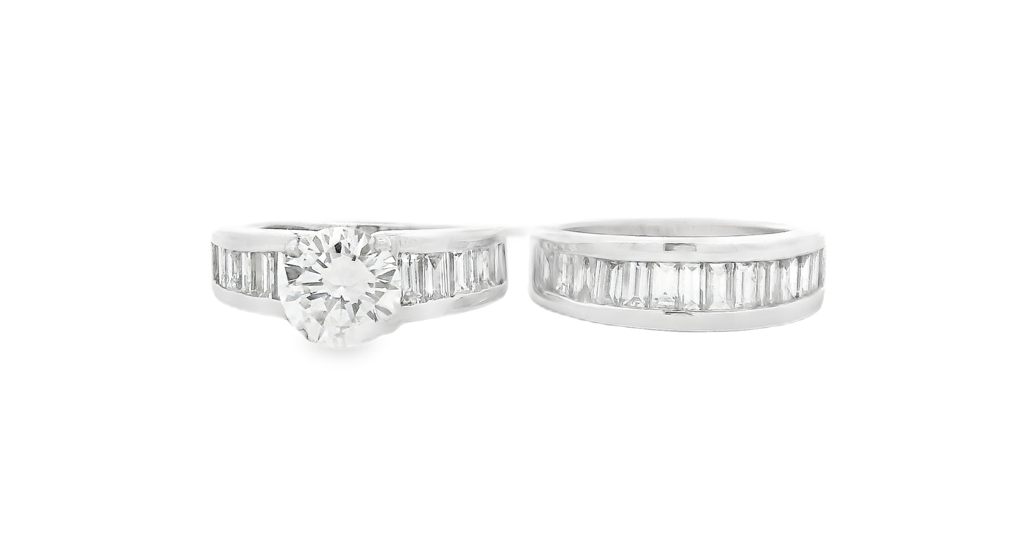 18kt White Gold Wedding Ring Set with Brilliant Cut Diamond