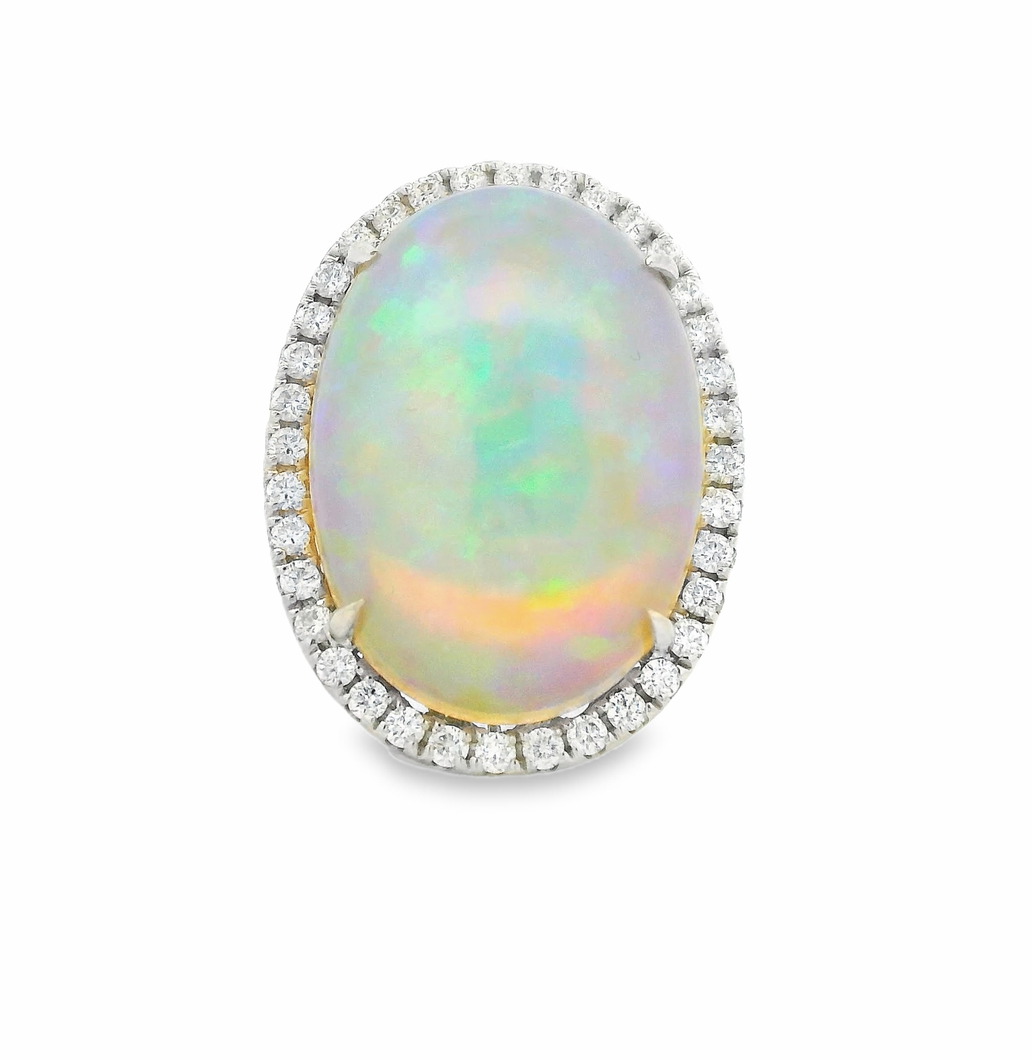 14kt white Gold Cocktail Ring with Cabochon Ethiopian Opal