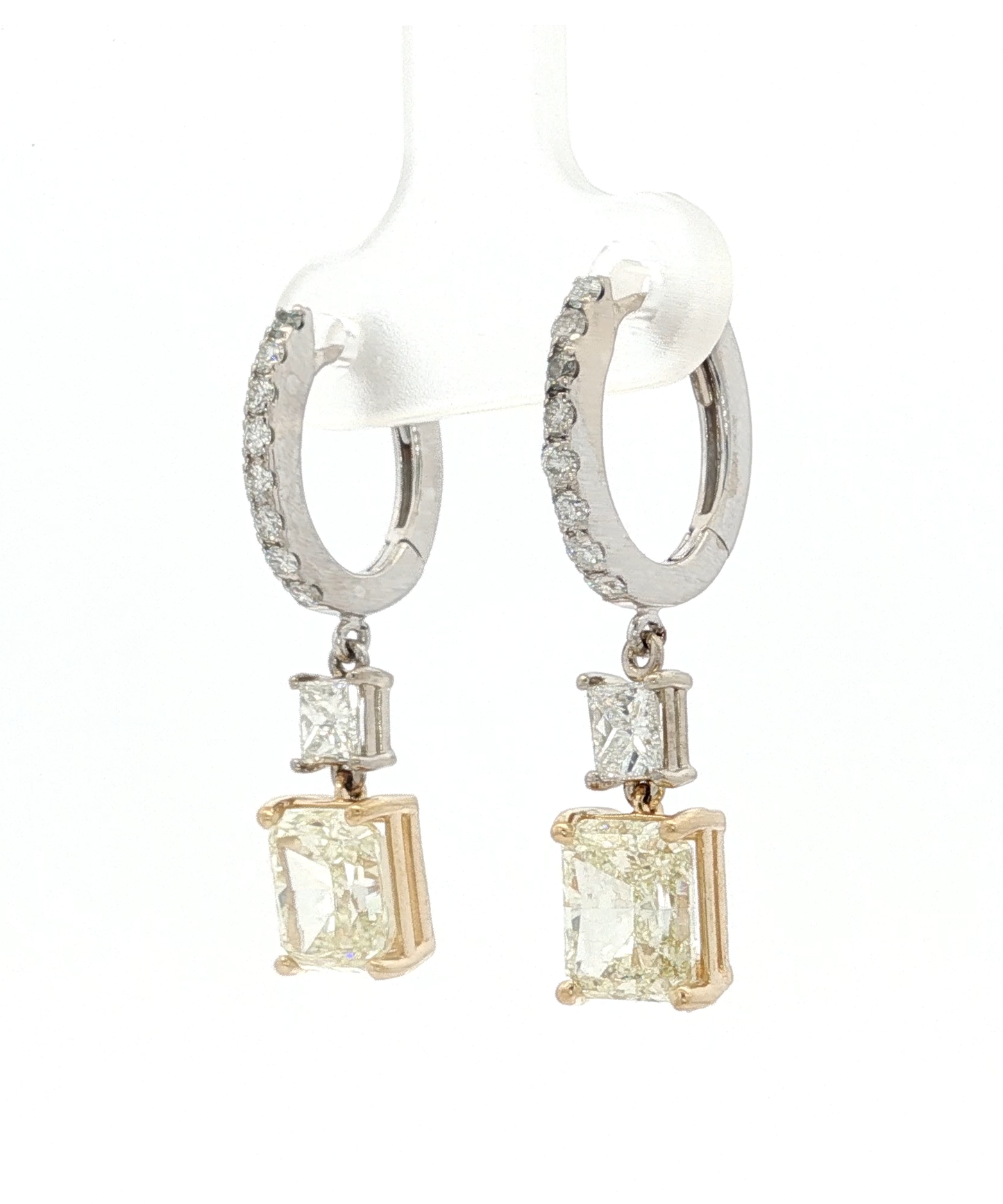 14kt-two-tone-gold-dangle-earrings-with-radiant-cut-fancy-yellow