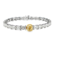 18K White Gold Tennis Bracelet with 29 Emerald Cut Diamonds and a GIA 1.50 Fancy intense Yellow Diamond