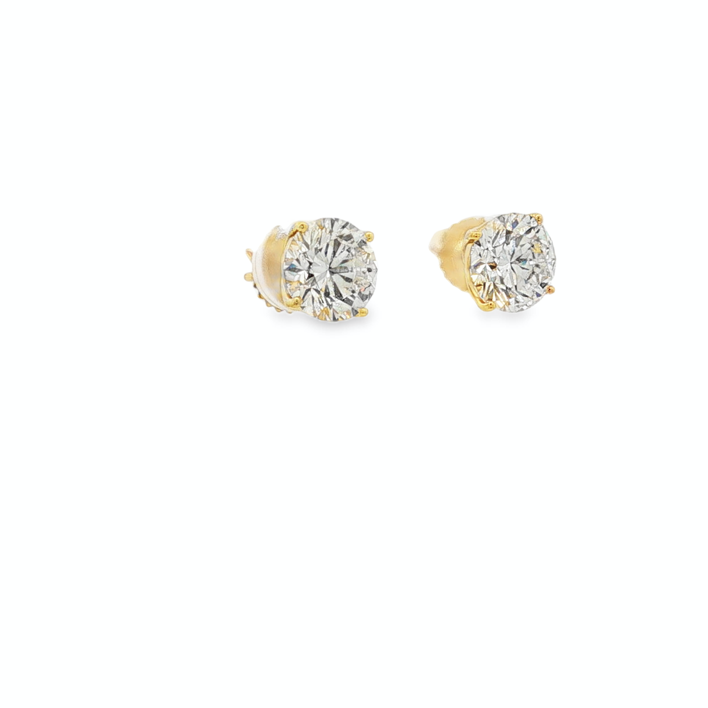 a matching pair of L IF , 2.24 and 2.17 , Brilliant-Cut Diamond Stud Earrings in Yellow Gold