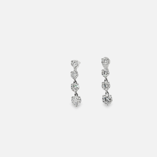 14K White Gold Dangle Earrings with 2.52 CT of Brilliant-Cut Diamonds