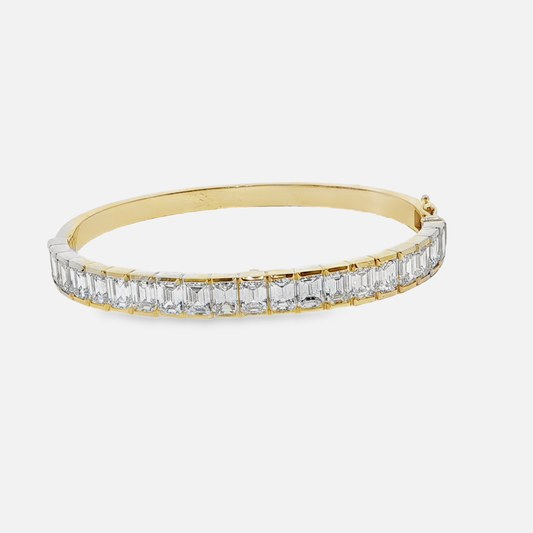 14KYG Emerald-Cut Diamond , 10.45 CT, Bangle Bracelet
