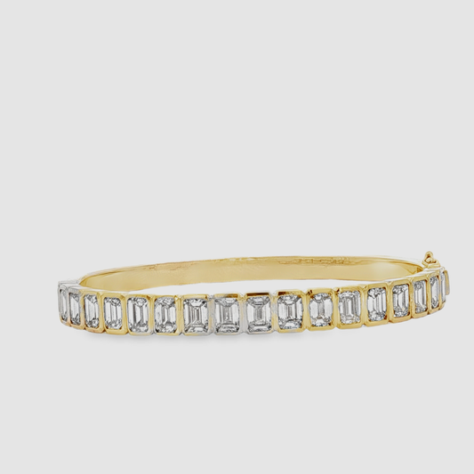 14KYG Emerald Cut Diamond Yellow Gold Tennis Bracelet
