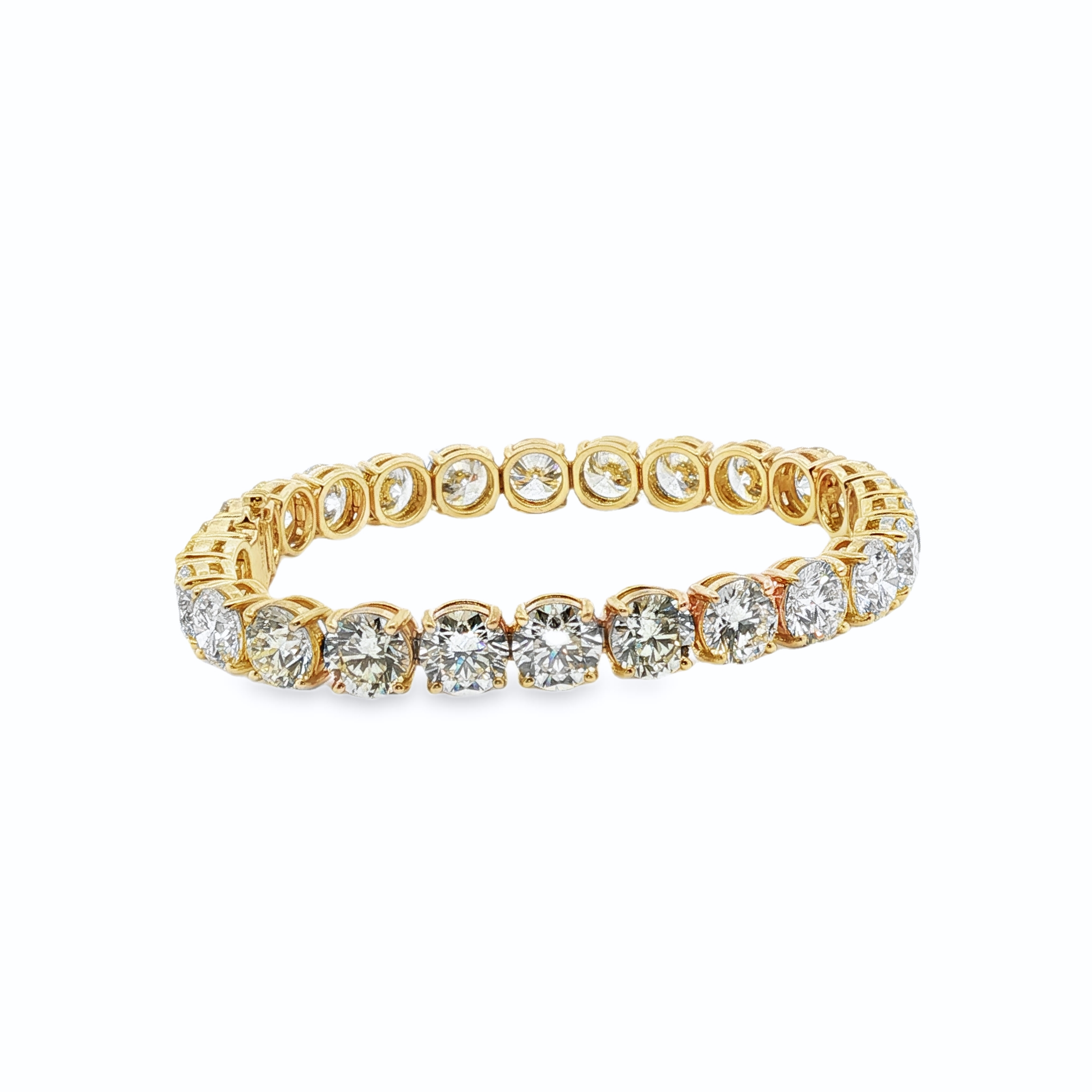 18KYG  Yellow Gold 26CT of Round Cut Diamond Tennis Bracelet