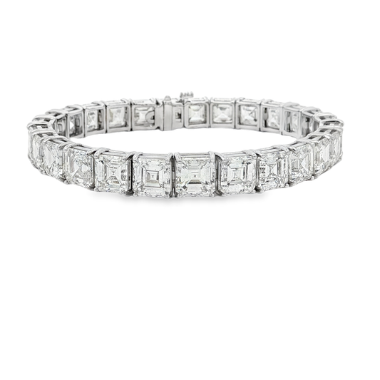 One of a kind 18K White Gold with 41.30 CT ,all GIA,  ASHER Cut natural Tennis Bracelet