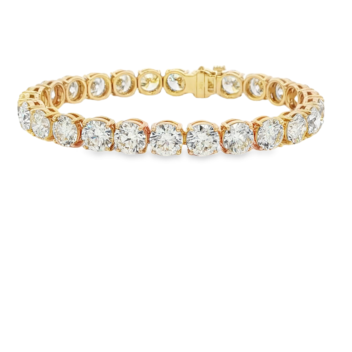 Yellow Gold Tennis Bracelet with 26 Round Cut natural Diamonds