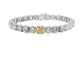 18KWG Tennis Bracelet with 26CT Brilliant-Cut Diamonds and a 1.72 Fancy Yellow Diamond