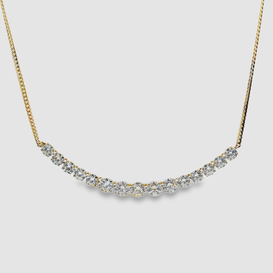 One of a kind smiley Gold Necklace with 16.77 ct of Round Cut Diamonds