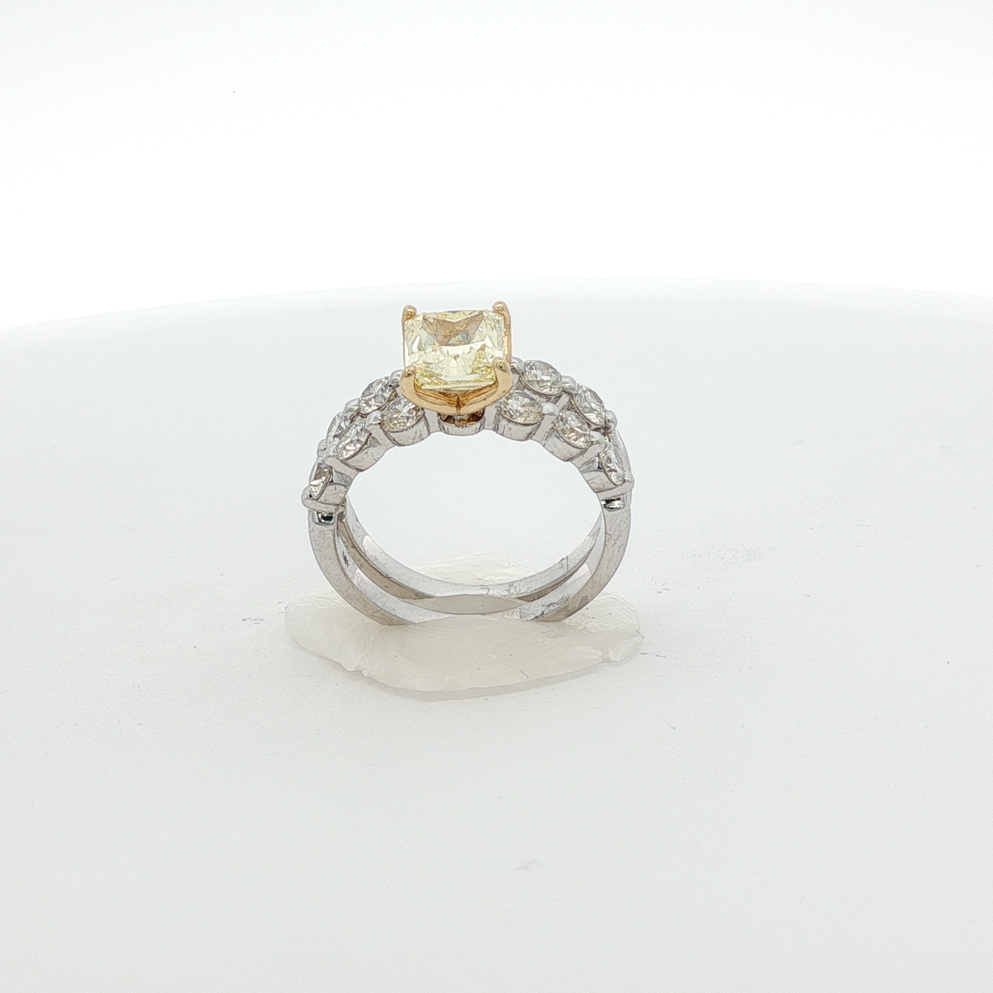 one-of-a-kind-18k-white-gold-ring-and-band-with-1-51-radiant-vvs2-fancy-yellow-diamond-and-13-stones-1-49ct
