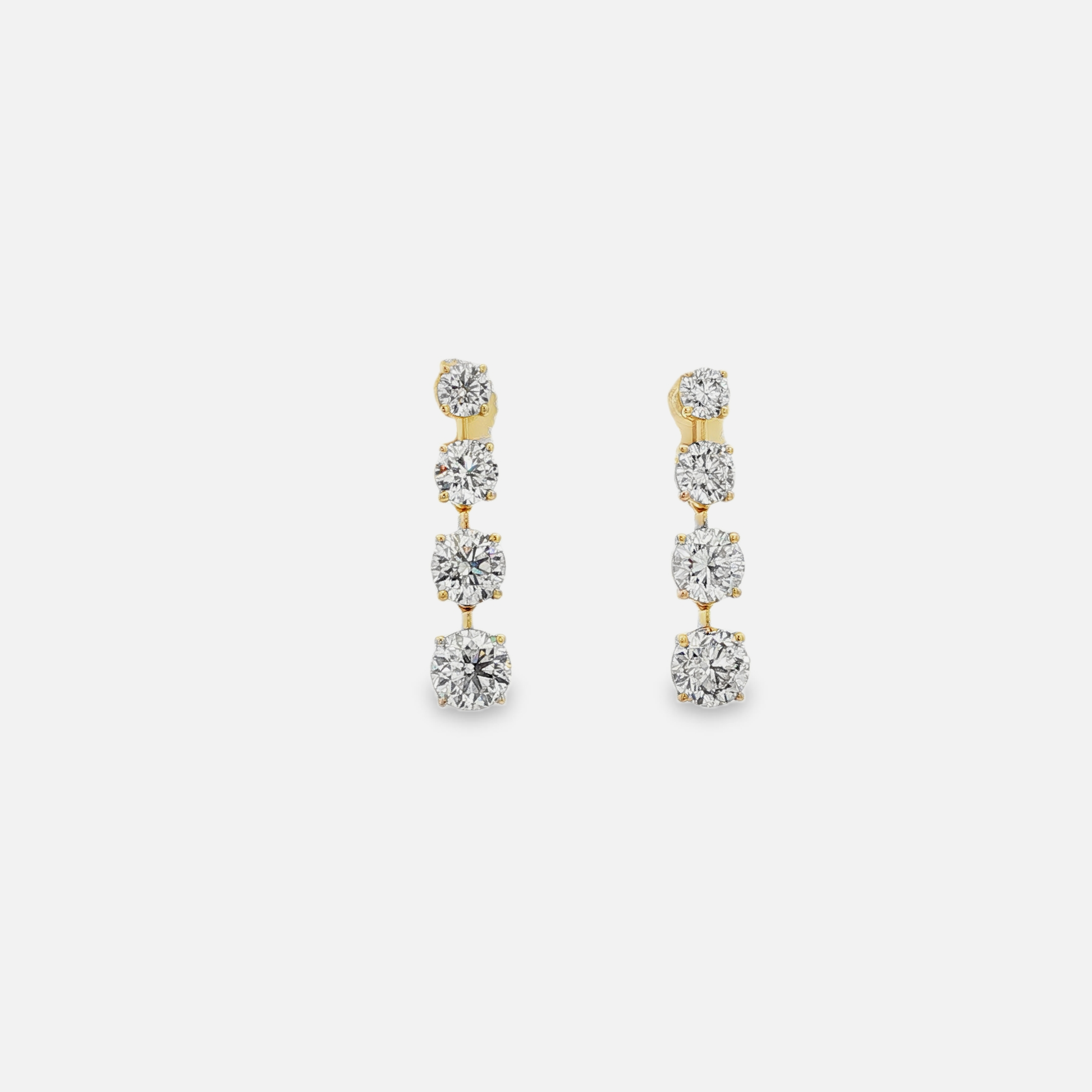 Brilliant Diamond Gold Dangle Earrings 3.49 CT in 14KYG