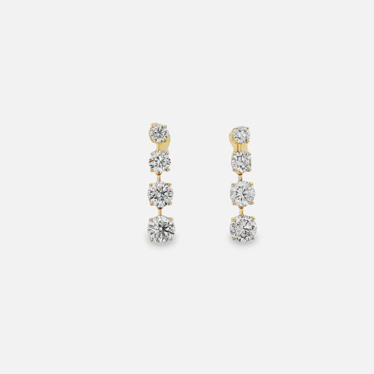 Brilliant Diamond Gold Dangle Earrings 3.49 CT in 14KYG