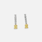 one of a kind matching set of Fancy Intense  Yellow Cushion Cut Diamond Dangle Earrings in White Gold