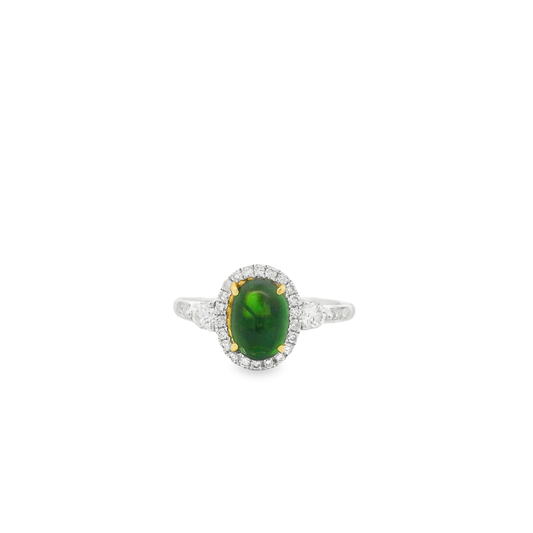 14 kt White Gold Ring with Tsavorite Center Stone