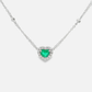 White Gold Necklace with Heart-Shaped Emerald Charm