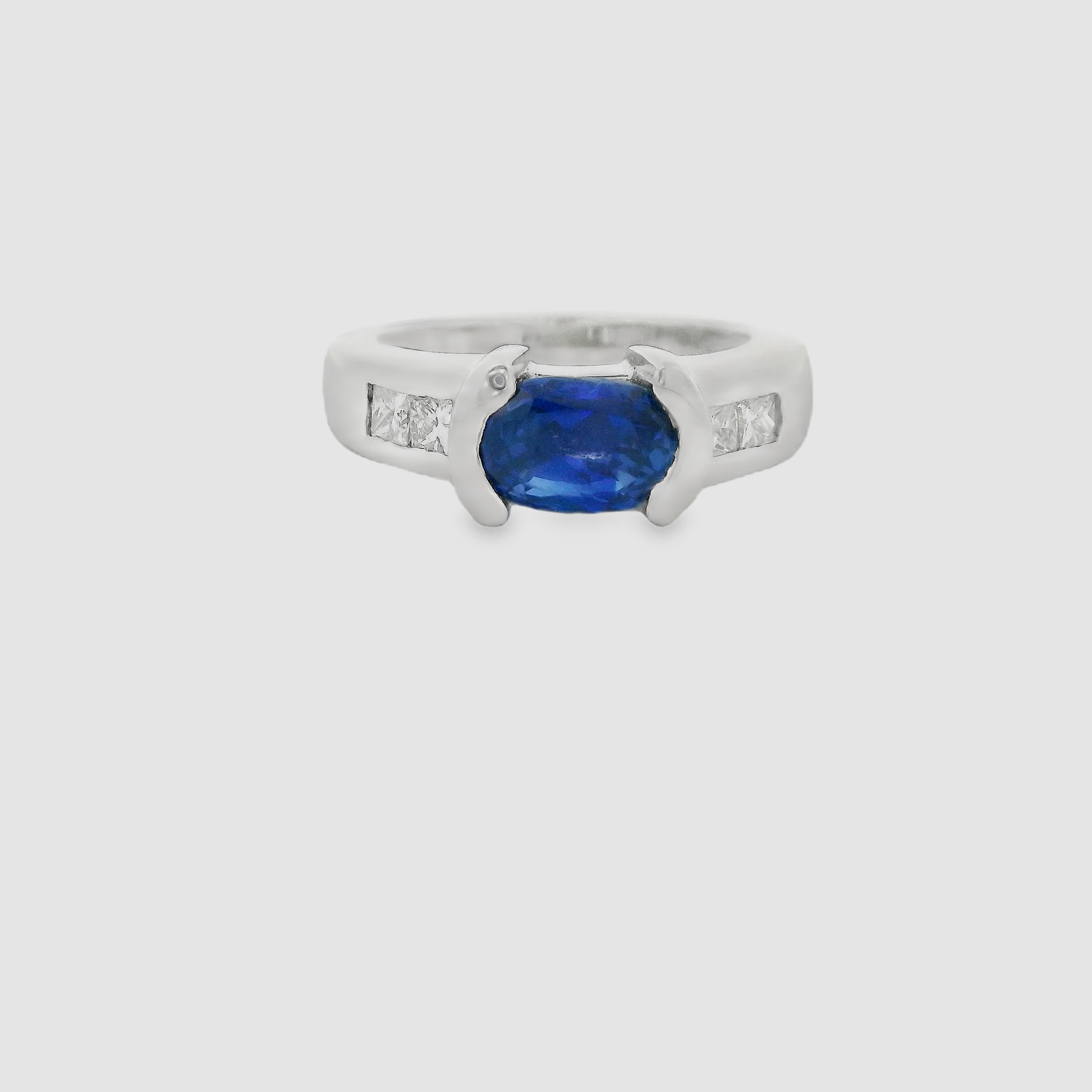 Platinum Ring with Royal Blue Sapphire