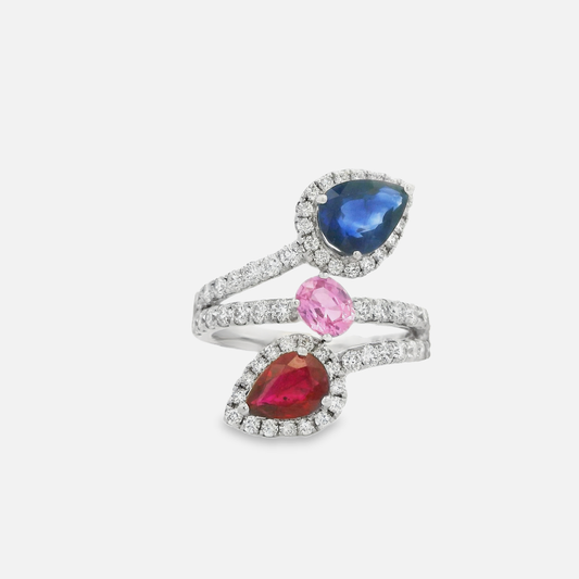 14kt White Gold Gemstone Statement Ring