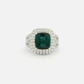 14 kt White Gold Cocktail Ring with Cushion-Cut Green Tourmaline