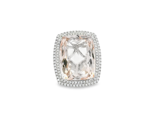 Cushion-Cut Morganite Cocktail Ring in 18kt White Gold