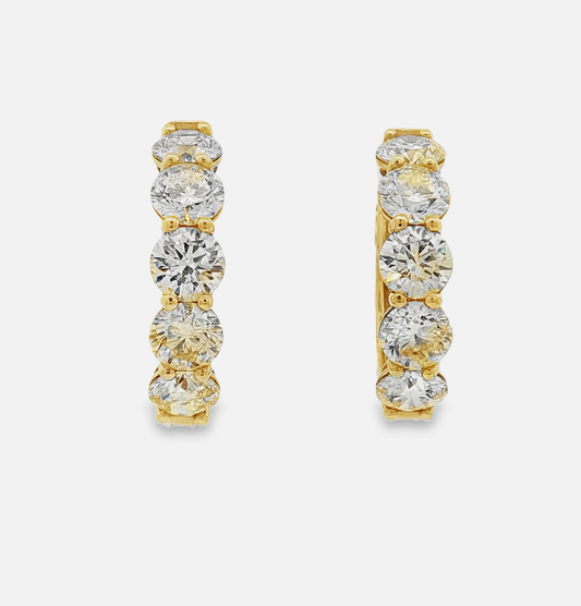 Diamond 18 kt Yellow Gold Hoop Earrings with 10 st and 5.62CT