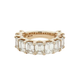 One of a kind Yellow Gold Semi Eternity Ring with Emerald Cut Diamonds