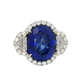 Platinum Cocktail Ring with a deep blue Tanzanite oval