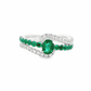 18kt White Gold Ring with Oval Cabochon Emerald