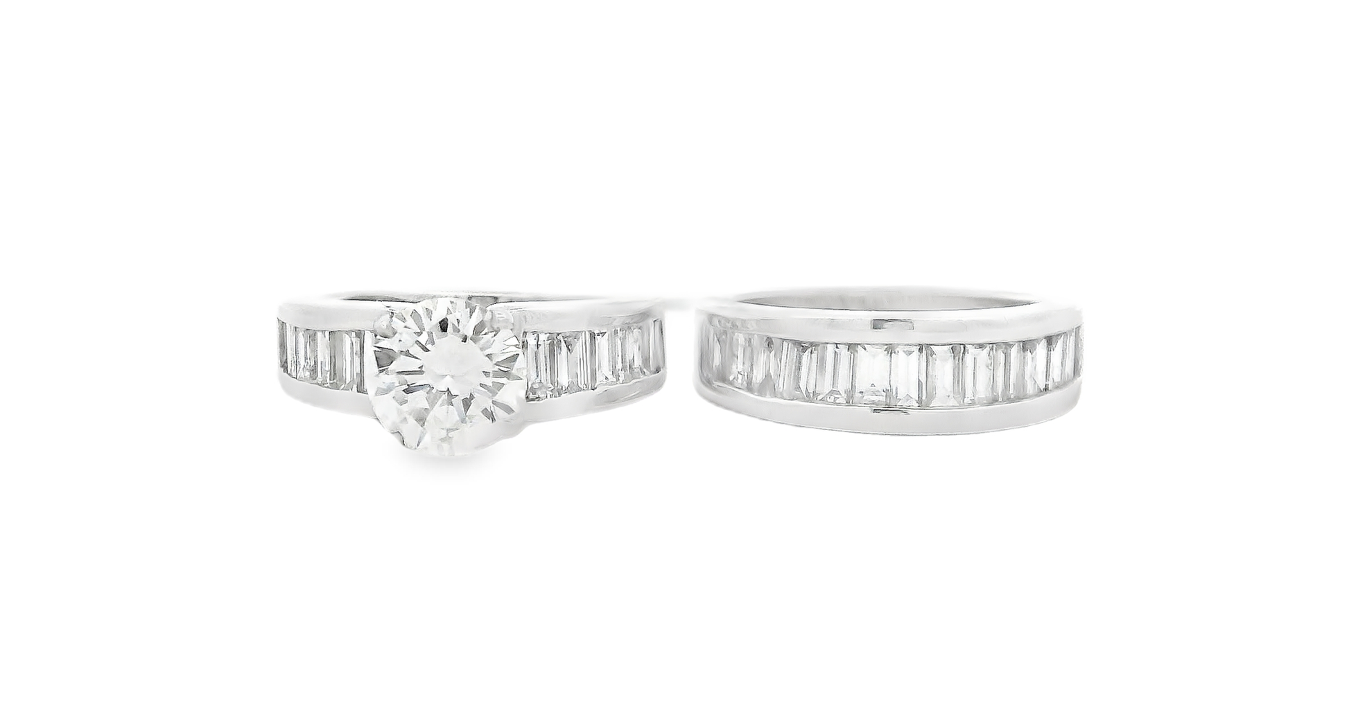 18kt White Gold Wedding Ring Set with Brilliant Cut Diamond
