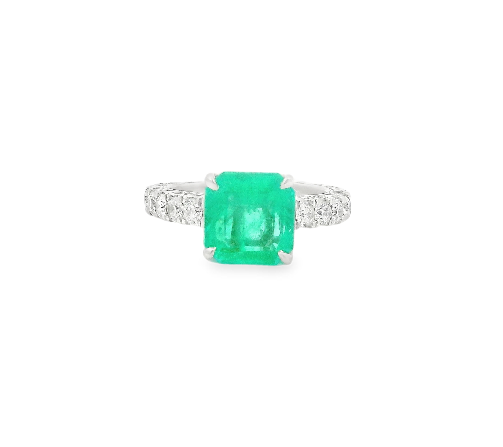 Platinum Emerald & diamond Ring