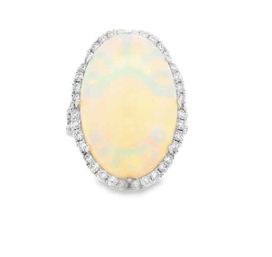 14kt White Gold Cocktail Ring with Ethiopian Opal
