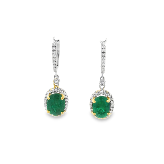 Emerald and Yellow Gold Dangle Earrings