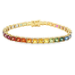 18 kt Gold Tennis Bracelet with Multi-Colored Square Cut Sapphires