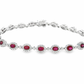 18kt White Gold Tennis Bracelet with Oval Cut Rubies