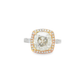 14kt Tri-color Engagement Ring with Cushion-Cut Diamond
