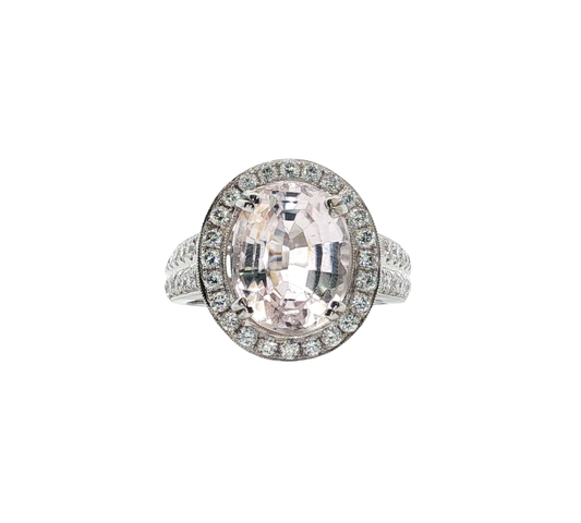 Pink Kunzite 14kt White gold cocktail ring
