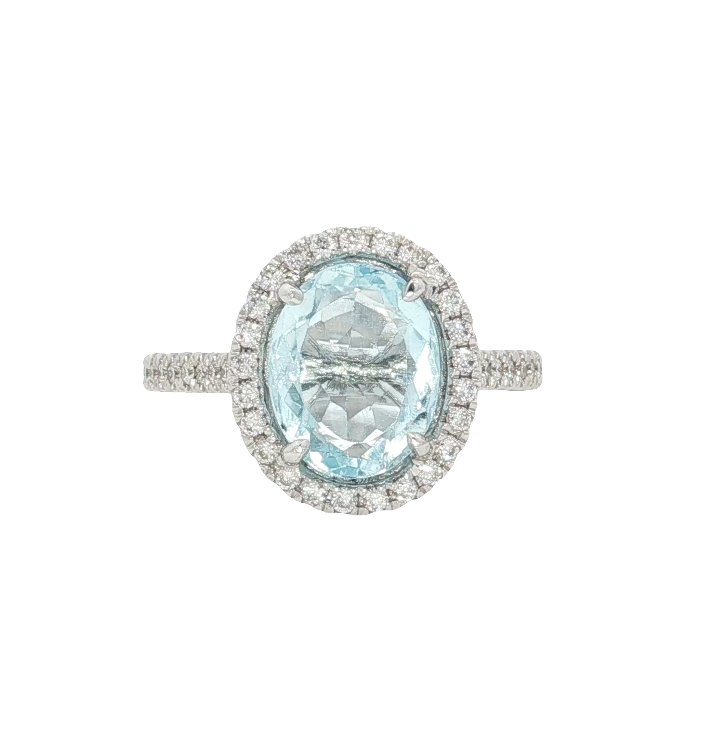 Oval Aquamarine Cocktail Ring in 18kt White Gold
