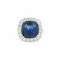 Royal Blue Cushion-Cut Sapphire Cocktail Ring in platinum.