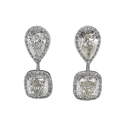 One of a kind matching earring with Fancy Yellow Pear-Shaped Diamond Drop Earrings in White Gold