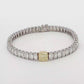 18K White Gold Tennis Bracelet with 51 EC stones (13.42 ct)  and 1.00ct Fancy Intense Yellow Radiant Cut Diamond