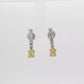 one of a kind matching set of Fancy Intense  Yellow Cushion Cut Diamond Dangle Earrings in White Gold