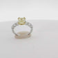1.72 GIA Cushion Cut Fancy Yellow , VVS1 Diamond Ring in 18K White Gold