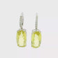 14kt White Gold Dangle Earrings with Cushion Lemon Quartz