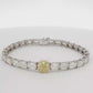 One of a kind 18K White Gold Tennis Bracelet with Fancy intense Yellow and 15.15 CT of Emerald-Cut Diamond