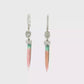 14kt White Gold Dangle Earrings with Diamond and Watermelon Tourmaline